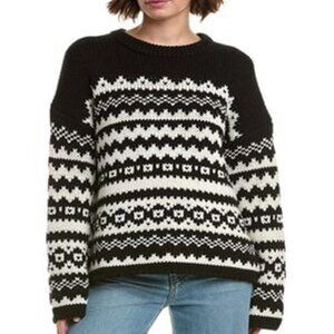 Velvet by Jenny Graham Women's Size M Maywood Fair Isle Black White Sweater NEW